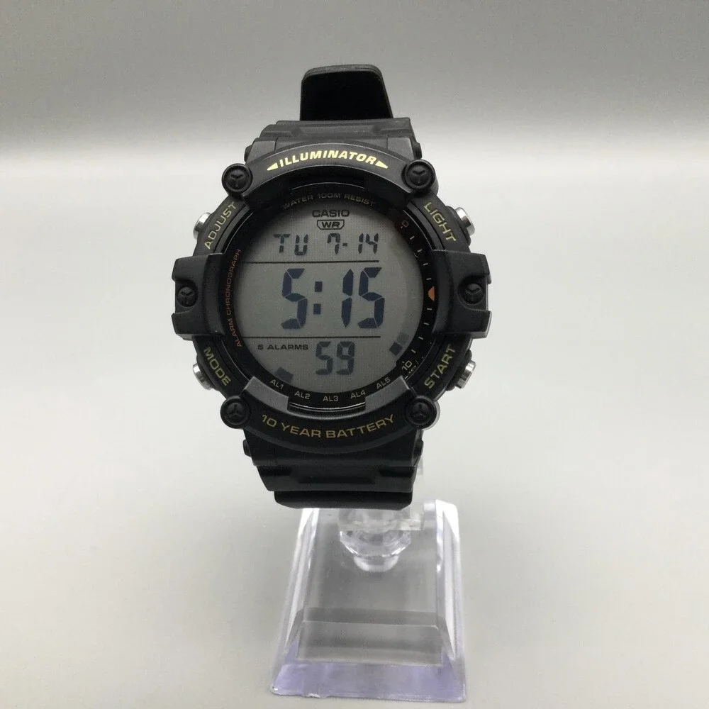 Casio 3502 AE-1500WH Mens Watch 50mm Digital Black 5 Alarms Chronograph